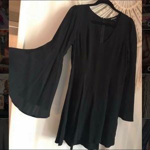 Rad bell 70s sleeve black boho bohemian dress